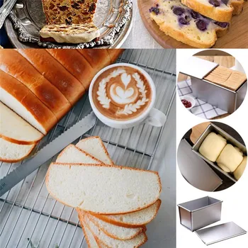 

Aluminum Alloy Toast Boxes Bread Loaf Pan Non-stick Cake Mold Baking Tool With Lid Kitchen Bakeware 250/450/750/900/1000/1200g