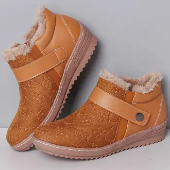 

Warm Winter 2020 Short Snow Boots Women Warm Fur Lining Waterproof PU Leather Velcro Casual Women Ankle Boots Size 35~43 New