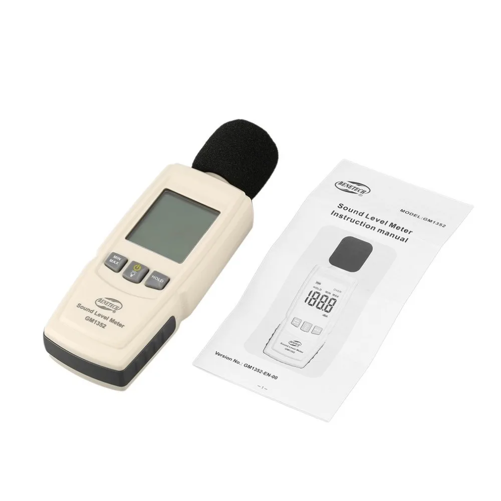 BENETECH GM1352 30-130dB Digital Sound Level Meter Noise Audio Volume Monitoring Test dB Decibels Detector with LCD Backlight