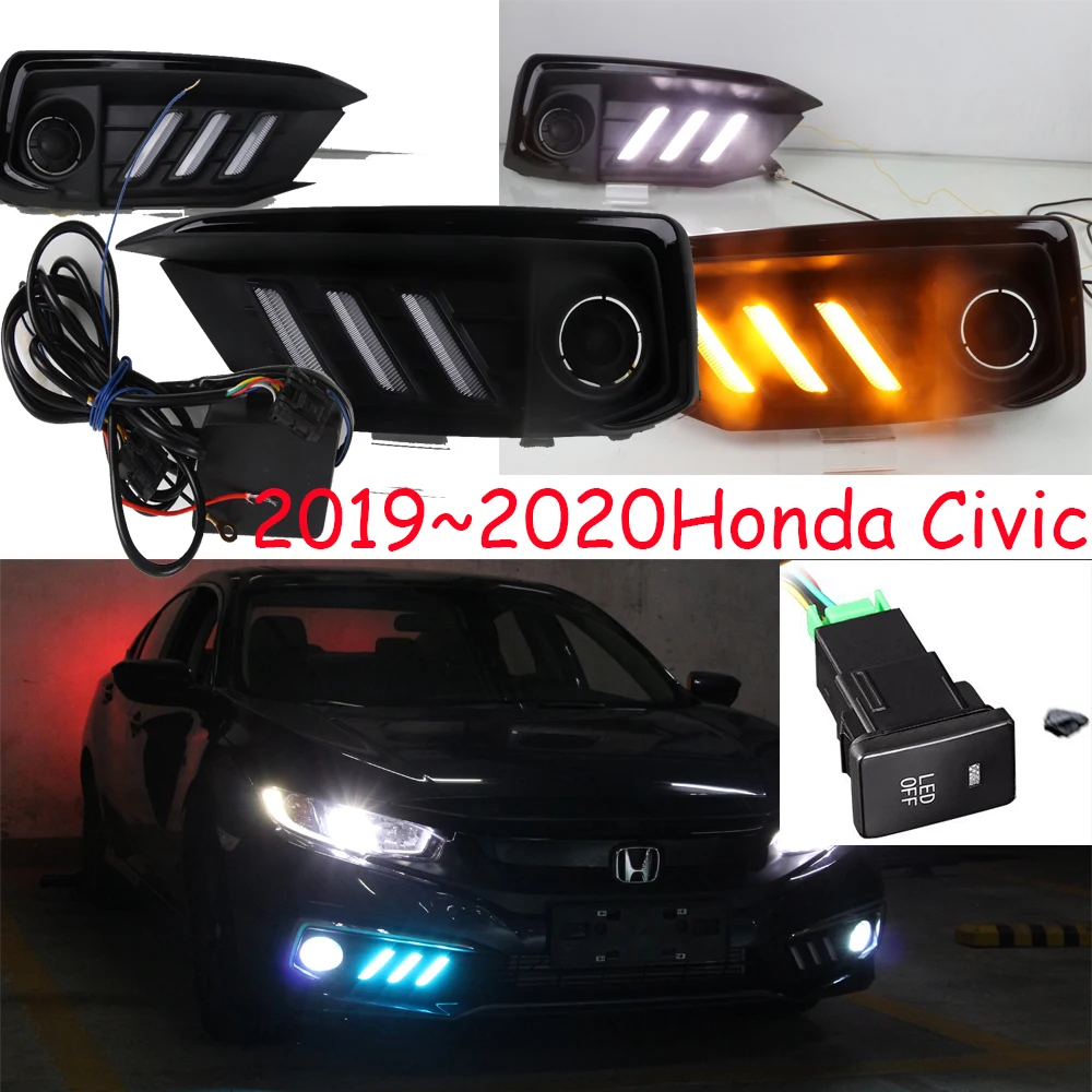 1 комплект фар бампера автомобиля для Honda Civic дневной свет 2020y автомобильные аксессуары, СВЕТОДИОДНЫЙ DRL фары для Civic противотуманные фары