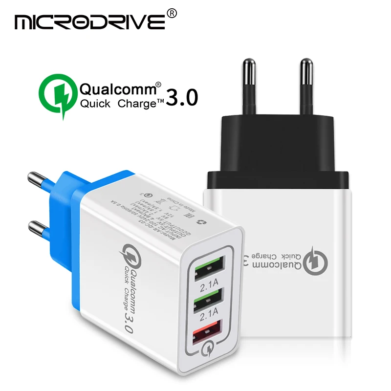 

3 Ports USB Fast Charger Cable/Phone Quick Charger 3.0 5V/3A EU/US/Plug Wall Charger For Samsung Apple iphone Sony Xiaomi Huawei