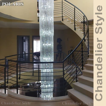 

ZISIZ Staircase Chandelier Large Big Crystal Bead Chandelier LED Crystal Chains Pendant Hanging Light Home Villa Lighting