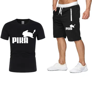 

New Sports T-Shirt Men's Suits Short Sleeve T-Shirt 2Pcs/Set Shirts Running Tops+Men Casual Shorts Suit For Soccer Play Running