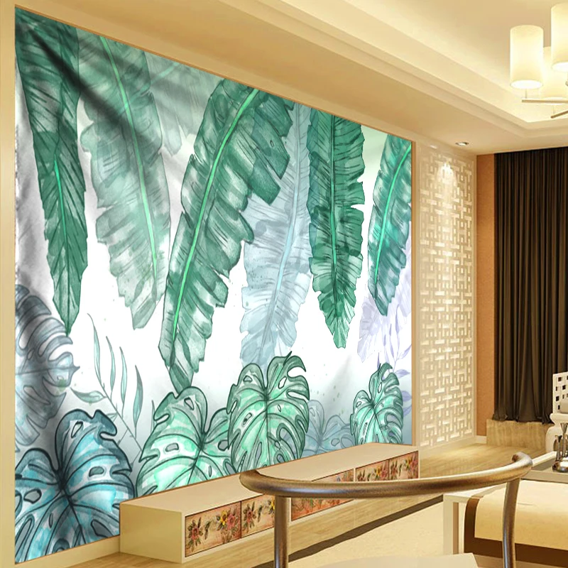 

3D Green Leaves Tapestry Tropical Plant Wall Hanging Dorm Home Decor Tapestries Tablecloth Bedspread Tenture Carpet Bed Sheets