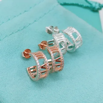 

tshou255 Roman numerals earrings s925 silver stud earrings rome new earrings