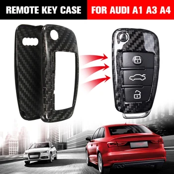 

1 set Carbon Fiber Car Remote Key Cover Holder Case Skin Shell 3 BTN with gift box For Audi A1 A3 A4