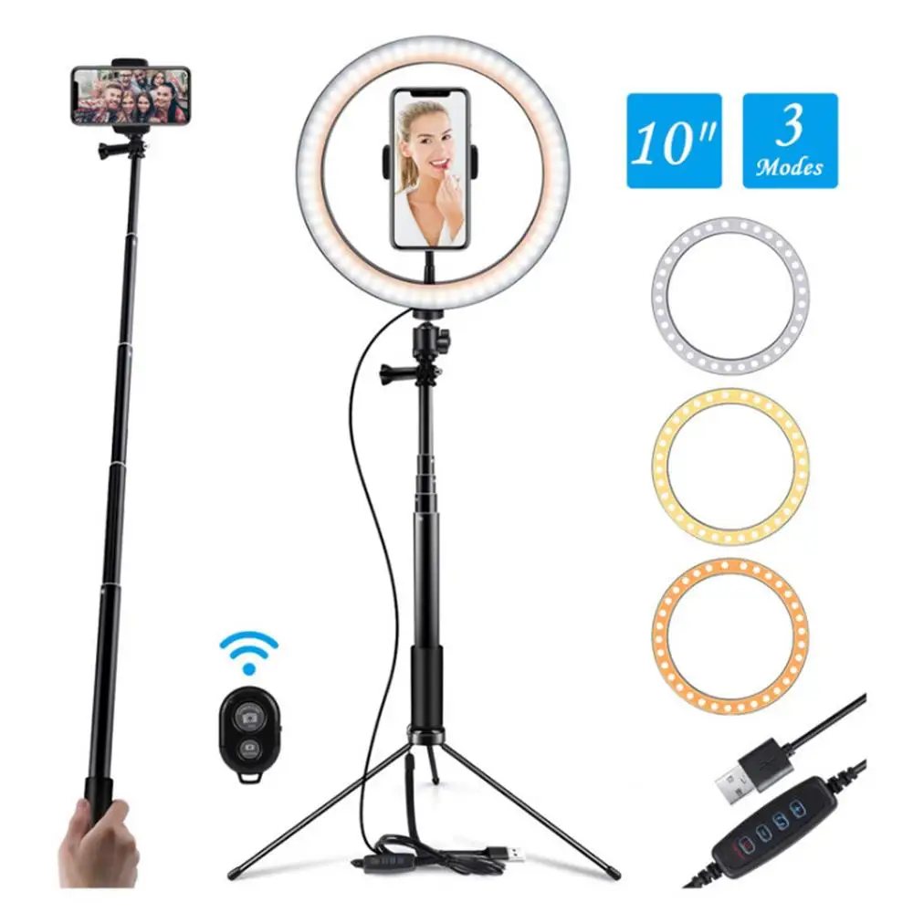 

10" LED Ring Light Photographic Selfie Ring Lighting with Stand for Smartphone Youtube Makeup Video Studio Tripod Ring Light