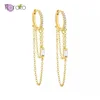 Simple Gold Silver color Double Chain Earrings for Women 925 Sterling Silver Huggies Hoop Earrings Fashion Jewelry Wholesale ► Photo 1/6