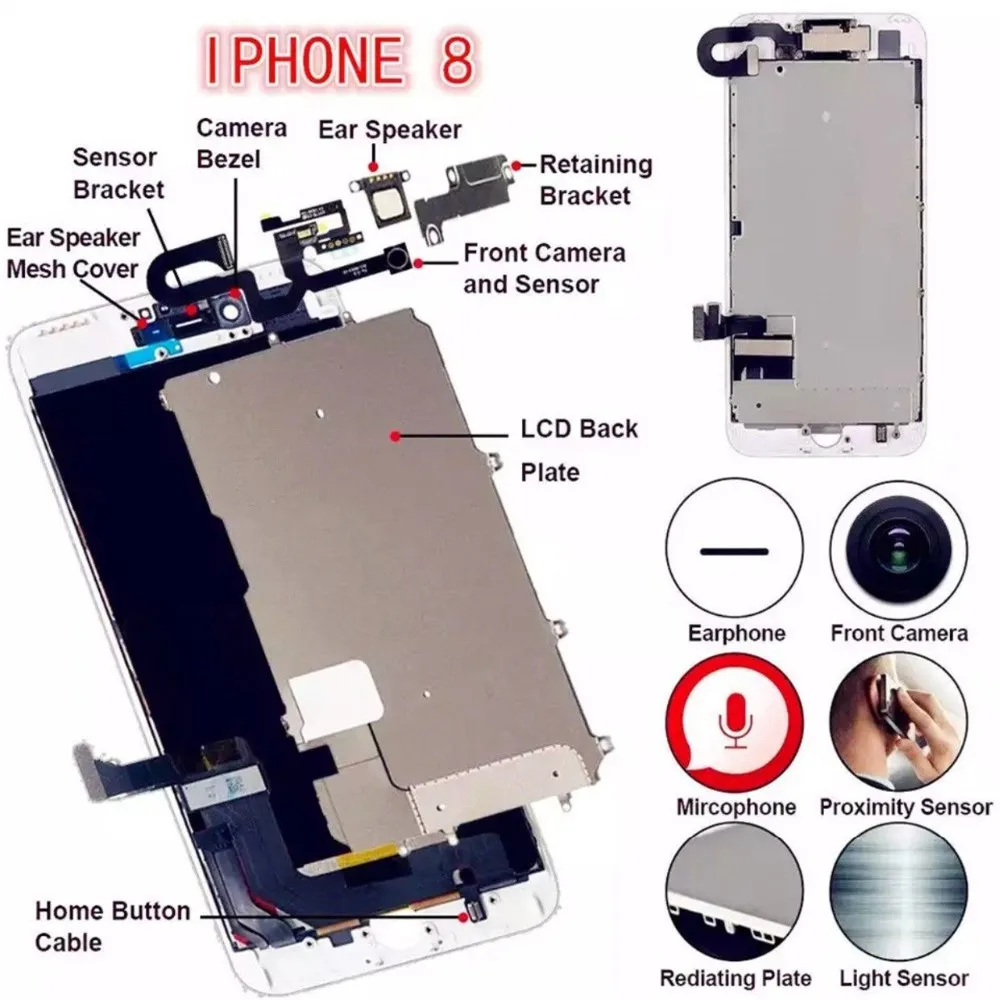 Полный комплект для iPhone 7 8 Plus ЖК дисплей сенсорный экран с 3D цифровым