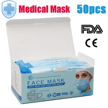

50pcs Ship to USA DHL 3 ply Disposable CE,FDA Certifited blue Medical Facemask 50pcs health kn95mask n95mask mascherine ffpp2