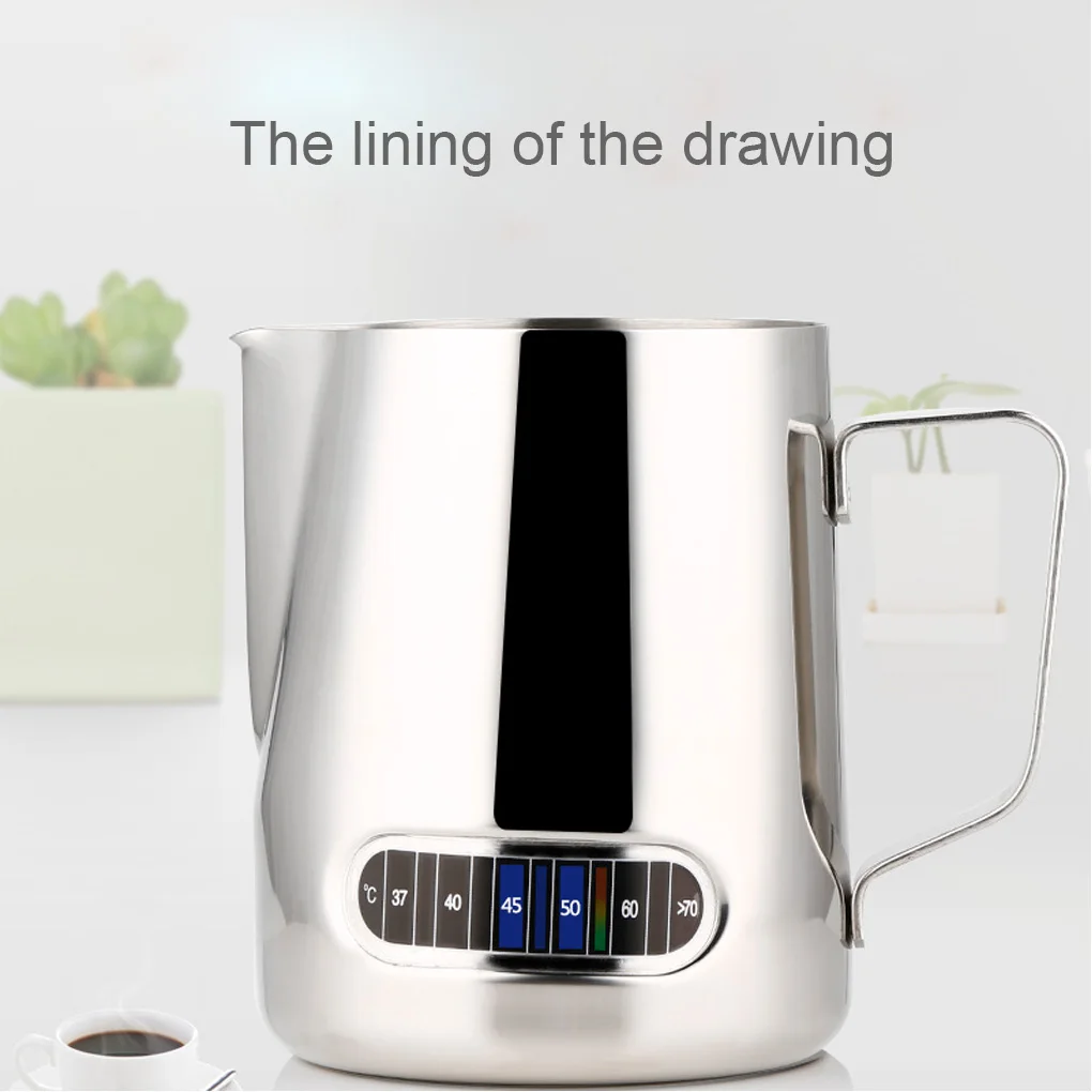 

Thermometer Milk Jugs Coffee Pitcher Stainless Steel Espresso Frothing Jug Cup Pull Flower Coffee Milk Foam Mug