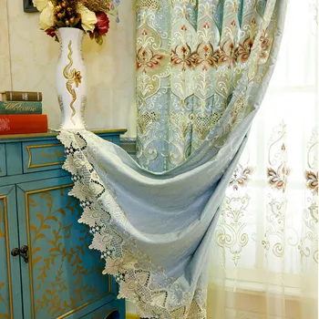 

Luxury European Chenille Water Soluble Embroidery Blackout Curtains Bedroom Living Room Luxury Sheer Finished Curtains