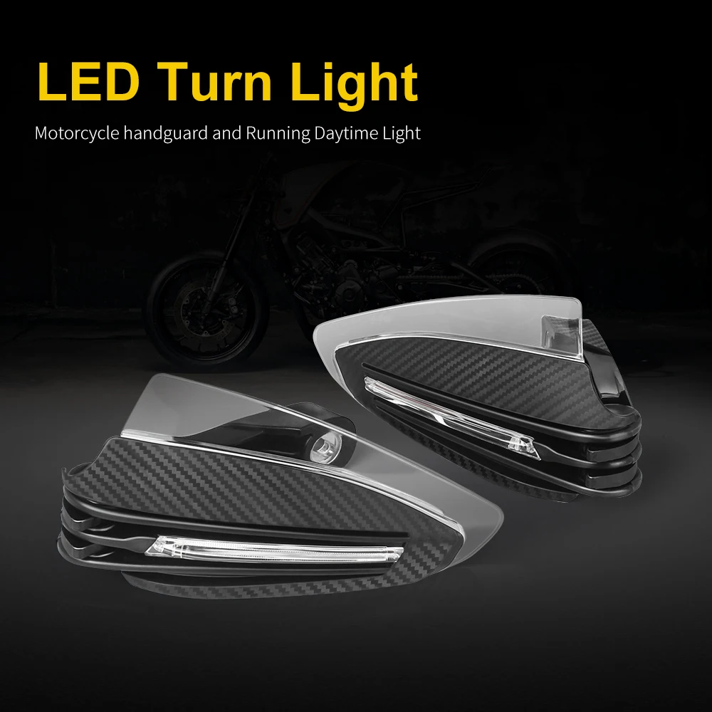  Motorcycle Handguards Motocross Carbon 22mm 7/8'' LED Turn Signal Falling Protection Pit Bike Endur - 32984930883