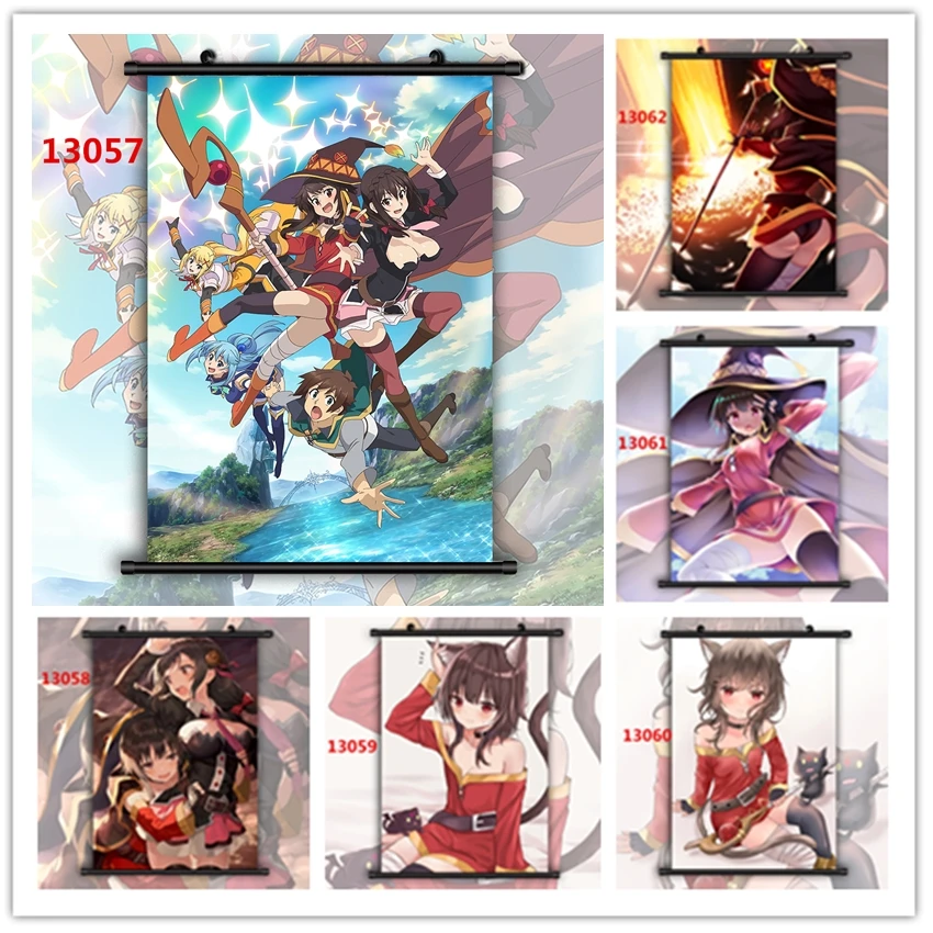 Konosuba Aqua Darkness Megumin HD Печать настенный плакат прокрутка | Дом и сад