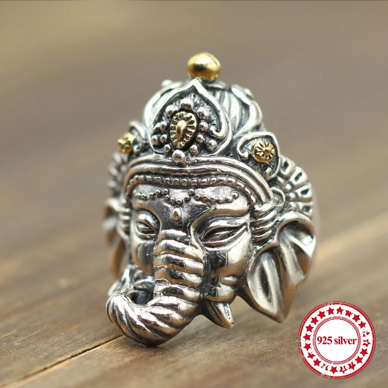 

S925 sterling silver men's open ring personality classic vintage series domineering god model to send lover's jewelry gift