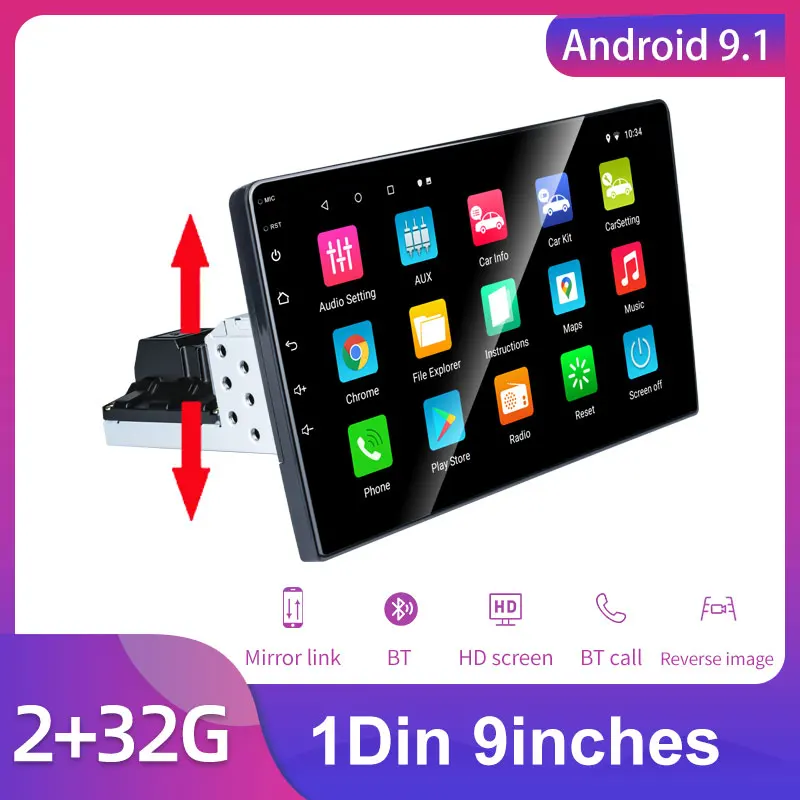 

1 Din Android 9.1 Car Radio 9'' Touch screen GPS WIFI Bluetooth FM auto audio player Stereo multimedia player