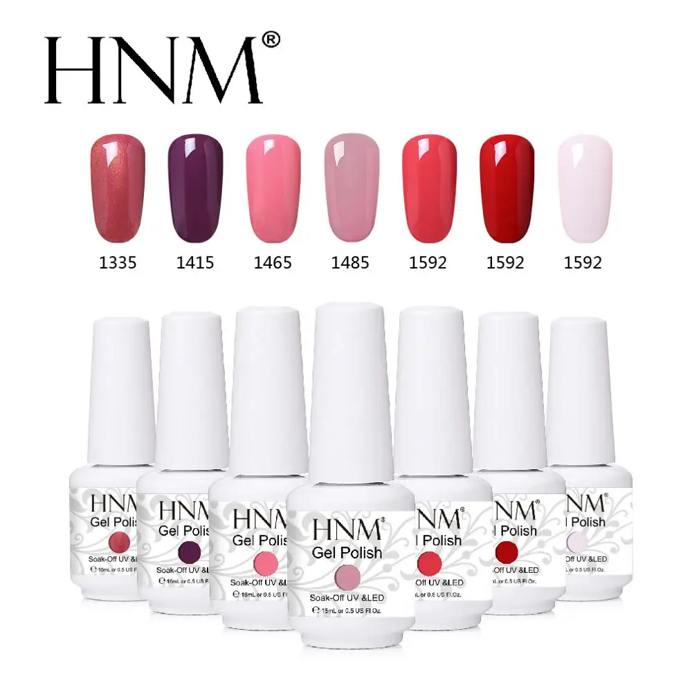 

HNM 15ML New UV Gel Nail Polish Light Pure Glitter Colors Paint Nails Art Soak Off Stamping GelLak Hybrid Gel Varnish Lacquer