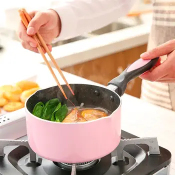 

16cm Non-stick Soup Pot Cooking Pot Deep Pan Soup Milk Sauce Pot Baby Complementary Food Instant Noodle Pot with Glass Lid