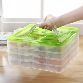 

24 Lattice Hand jiao zi he Storage Box Refrigerator Freshness Quick-frozen Dumplings Non-stick-Infinite Superimposed Four Colors