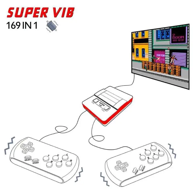 Супер VIB двойная вибрационная ручка 8 бит Ретро игровая консоль с классическими 169 игр управление простой и использовать удобно