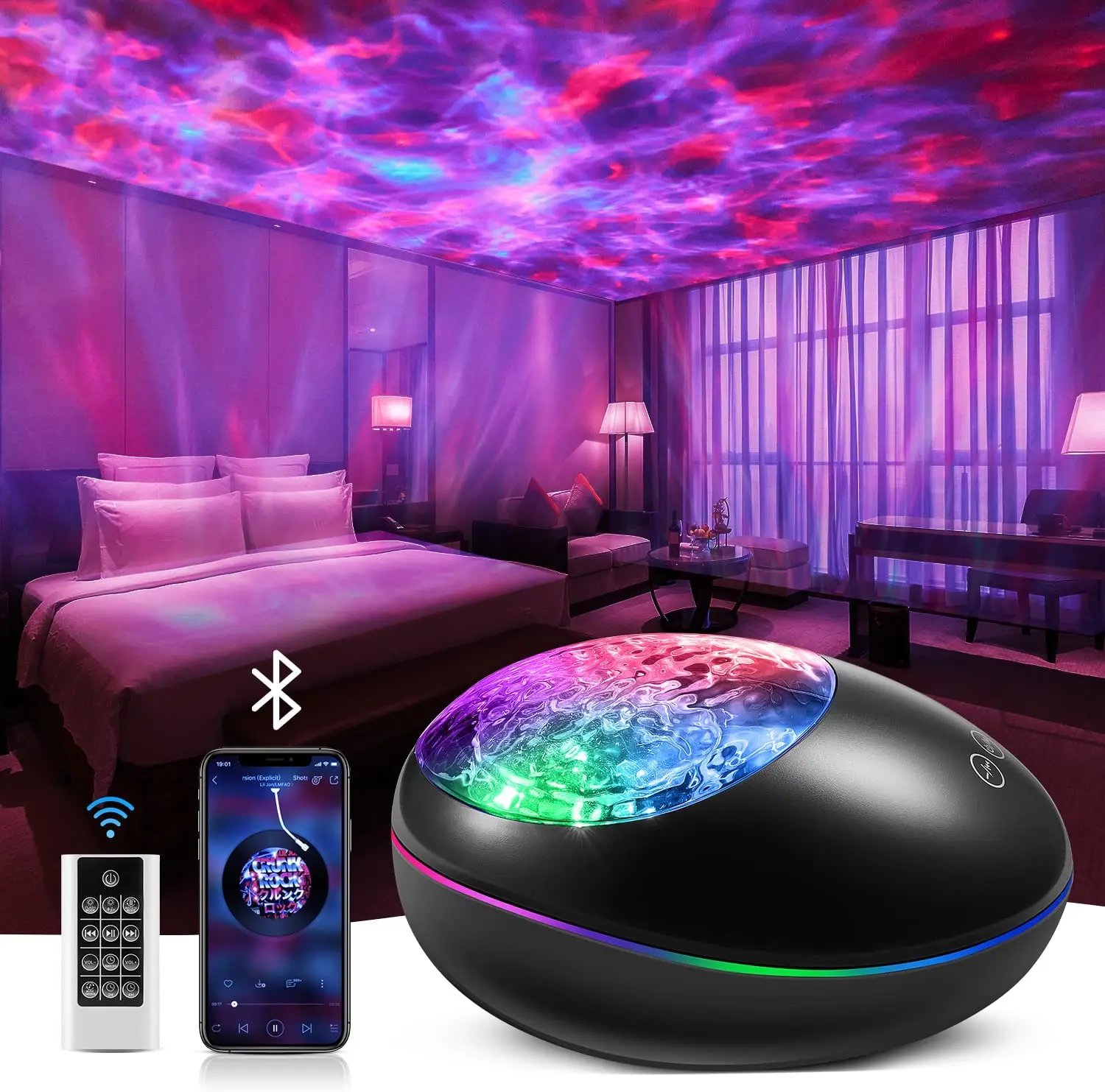 Remote Control 8 Lighting Modes Bluetooth Music Speaker Sea Ocean Wave  Nebula Ceiling Galaxy Projector Led Star Night Light - AliExpress