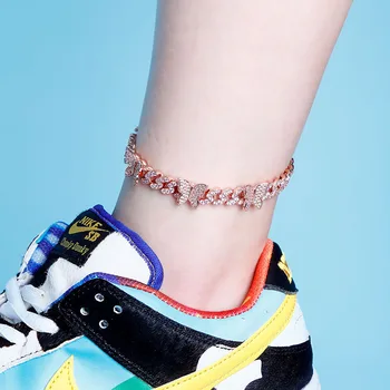 

Zciti Butterfly 8Mm Anklet Cuban Chain Anklet Iced Out Cubic Zirconia Anklet Hip Hop Charm Jewelry For Gift