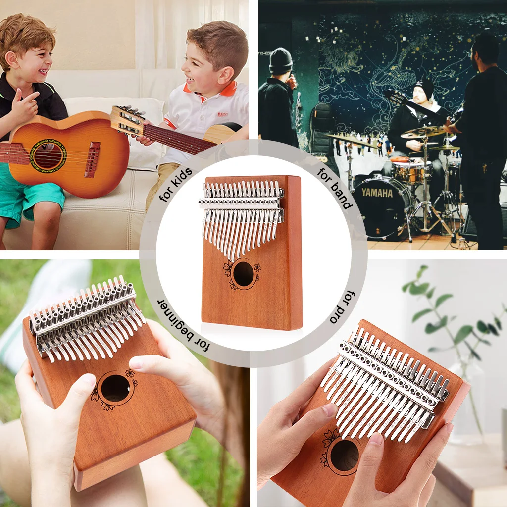 17Keys Finger Thumb Piano Kalimba African with Tuning Hammer for Kids
