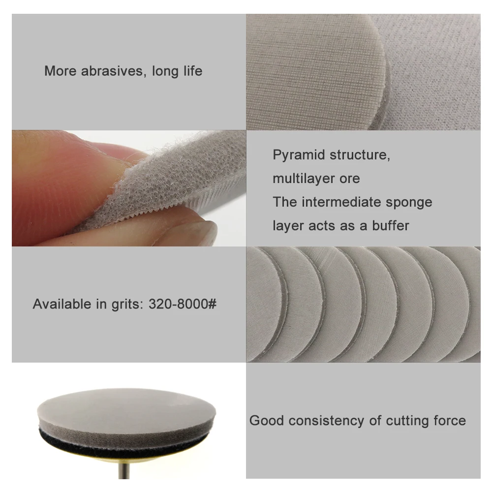 Sponge Sanding Disc Sandpaper Hook Loop Wet Dry 320-8000 Grits for Car Phone Jewelry Polishing & Grinding 5 Inch 125mm
