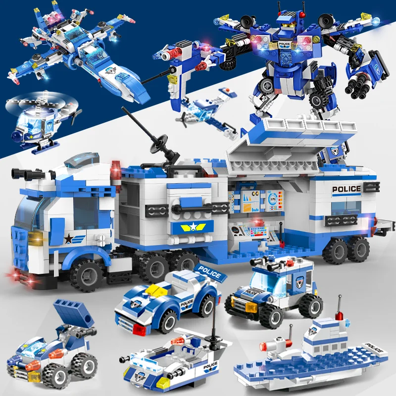 8 в 1 модель робота строительные блоки игрушки городской полицейский участок