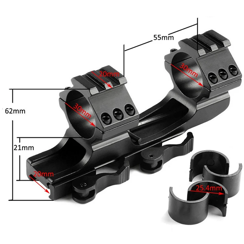 Двойное консольное кольцевое крепление Picatinny Weaver Scope Rail Mount Qd Cam замки с адаптером 25,4 мм 30 мм аксессуары для охоты