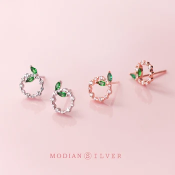 

Modian 2020 New 925 Sterling Silver Original Design Round Green Crystal Stud Earrings for Women Fashion Jewelry Bijoux Brincos