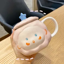 380ml Cartoon Cloud Coffee Cup Creative Cute Couple Cup Milk Cup Office Cup With Lid Spoon Girl Gift Ceramic Cup