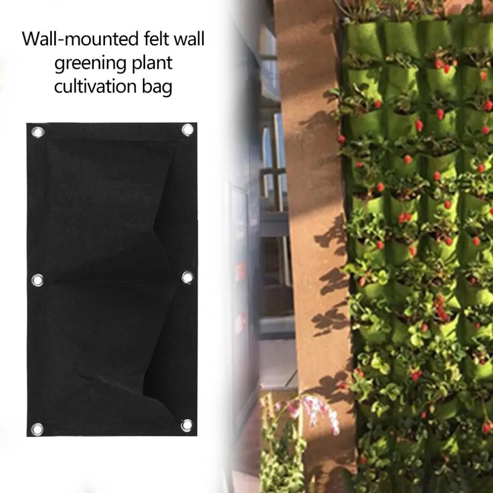 Карманная настенная Нетканая войлочная посадочная сумка вертикальная садовая сеялка вешалки для выращивания цветов на открытом воздухе в помещении контейнерные горшки