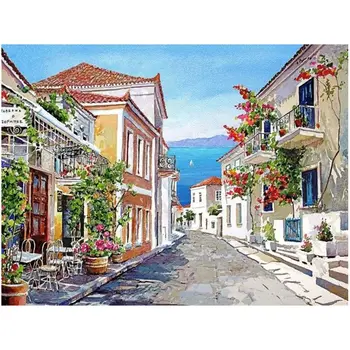 

Diamond Painting 5d Street House Diamond Embroidery European Town Full Display Diamond Mosaic Rhinestones Picture Beadwork