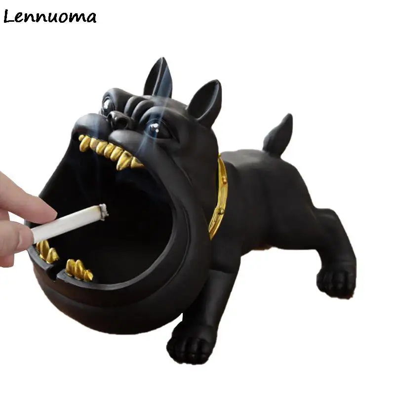 Ceramic Ashtray Dog Decorative Bulldog Animal Large Capacity Storage Box Crafts Ornaments Men Gift