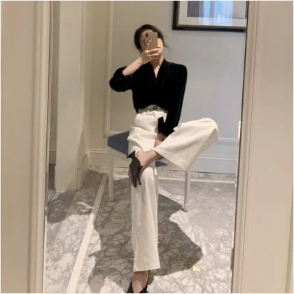 

Early Autumn Online Celebrity Very Fairy Korean-style Mature Early Autumn High Cold Royal Sister-Style Western Style Loose Pants
