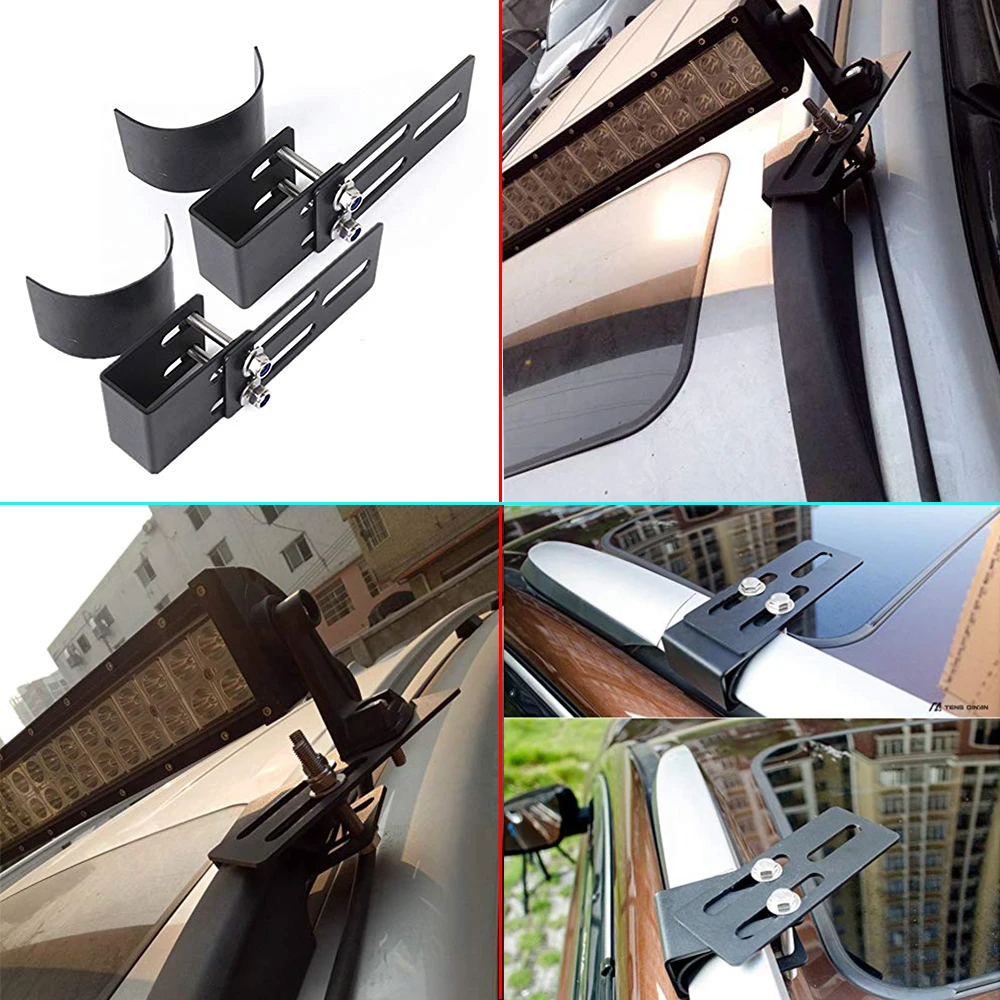 

LED Light Bar Luggage Racks Bracket Non-Slip Driving Light Clip Clamp Mounting Brackets Universal for SUV, Off-Road, Vehicles