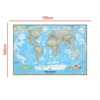 

150x100cm The World Political Map With Population Density Vinyl Spray Map Without National Flag For Culture And Education