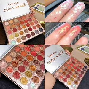 Палитра теней Shimmer матовый блеск Тени для век Pallete 35 цветов пигментированный телесный водонепроницаемый макияж палитра теплая цветная косметика - Цвет: 06