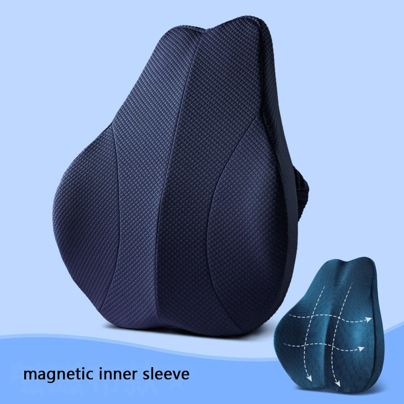 navy blue 45x40 см поясничная опора Магнитная тканевая подкладка бамбуковый уголь пена с памятью подушка для вождения офиса Защита позвоночника Подушка для спины - Цвет: navy blue