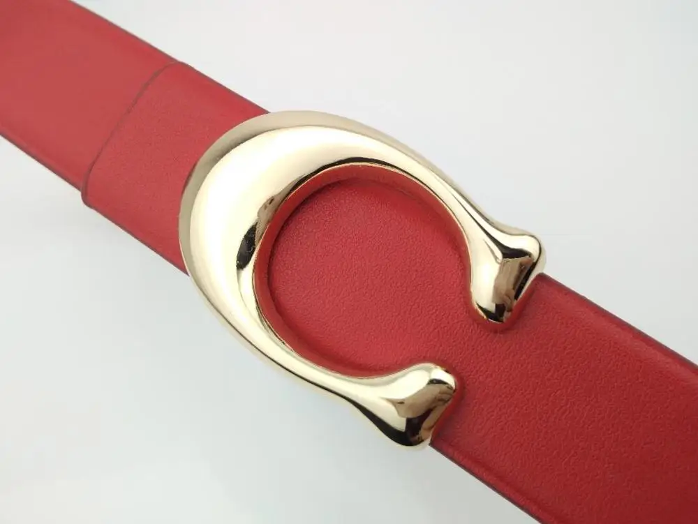 25 мм стиль кожаный ремень для мужчин и женщин модный гладкий ремень с пряжкой высокое качество пояс для джинсов - Цвет: Красный