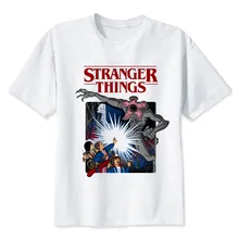 Новинка, футболка с принтом из мультфильма «странные вещи», белая футболка с коротким рукавом и забавным принтом Demogorgon