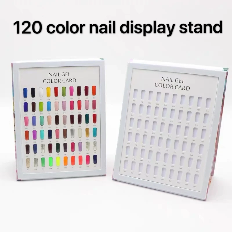 120 Colors Nail Color Display Book with Nail Tips Card Embedded