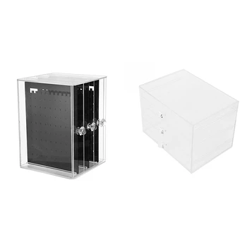 

3 Vertical Drawer Earring Holder Jewelry Storage Box Transparent Display Holder Jewellery Stand Storage Cases