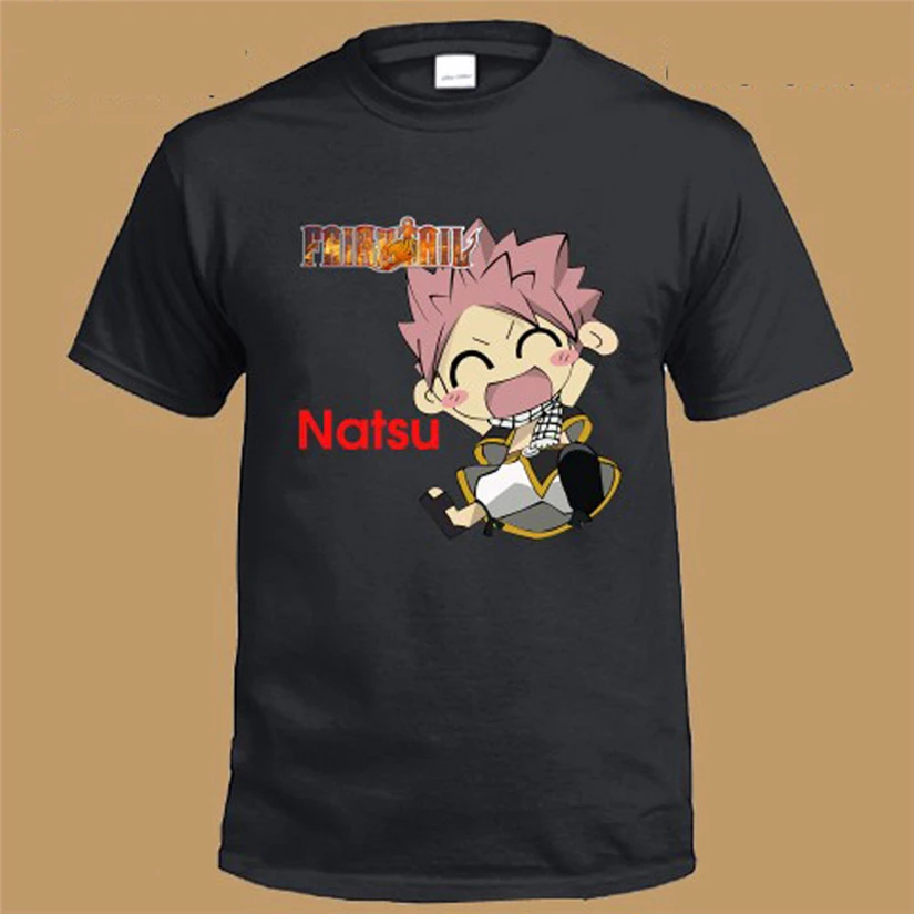 New Fairy Tail Natsu Chibi Anime Cartoon Logo Men'S Black T-Shirt Size S To 3Xl ?Latest Style Tee Shirt |