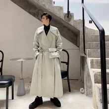 MIXCUBIC Осенняя индивидуальная куртка с карманом Тренч мужская повседневная женское шифоновое свободное лоскутное платье с длинным рукавом большая ветровка с лацканами для мужчин s-xl