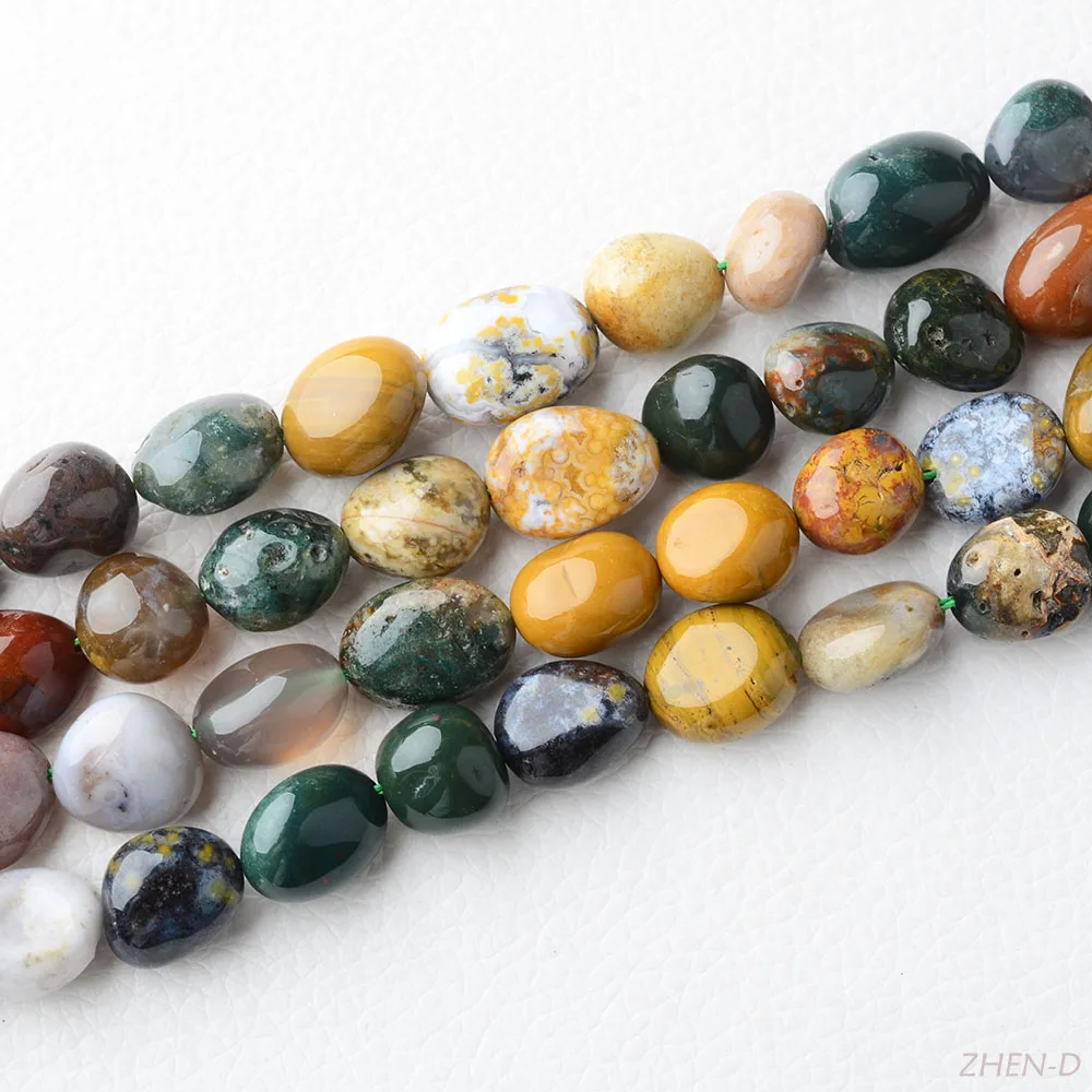 Zhend Natural Stone Ocean Indian Agates High Quality Colorful Beads Diy For Jewelry Gemstone