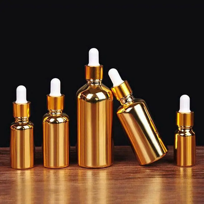 

Empty Dropper Bottle For Perfume Essential Oils Essence Liquid Deodorant Makeup Containers Refillable Golden Color Plating