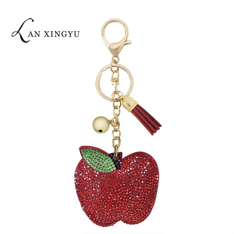 

Factory Direct Korean Fleece Multicolor Apple Keychain Pendant Girls Bag Tassel Ornaments Fruit Jewelry