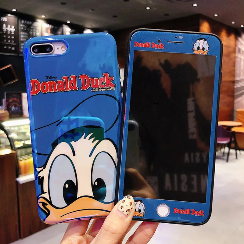 

Cartoon Mouse Women Phone Case for IPhone X XR XS Max 8 7 6 6S Plus 10 7plus 8plus Cute Silicone Full Cover + Glass Film Coque
